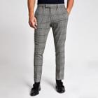 River Island Mens Check Stretch Skinny Suit Trousers