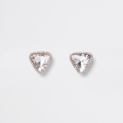 River Island Womens Gold Tone Jewel Triangle Stud Earrings