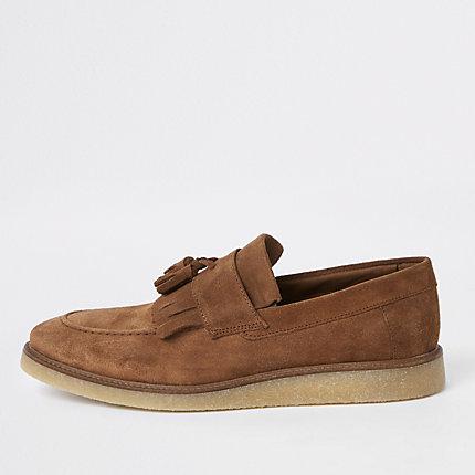 River Island Mens Suede Fringe Loafers