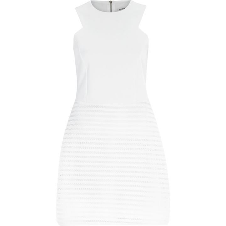 River Island Womens White Textured Sleeveless A-line Dress