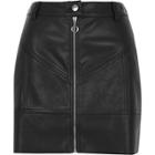 River Island Womens Petite Faux Leather Zip Biker Skirt
