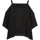 River Island Womens Knit Cold Shoulder Hanky Hem Top