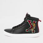 River Island Mens Embroidered High Top Trainers