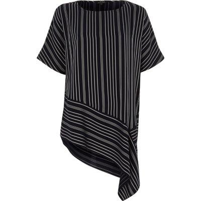 River Island Womens Stripe Print Asymmetric Hem T-shirt