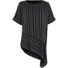 River Island Womens Stripe Print Asymmetric Hem T-shirt
