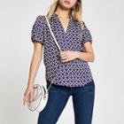 River Island Womens Geo Print Frill V Neck Shell Top