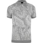 River Island Mens Palm Print Slim Fit Polo Shirt