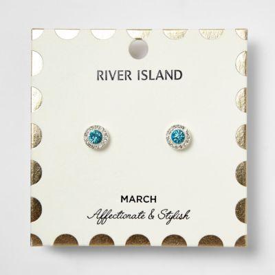 River Island Womens March Birthstone Stud Earrings