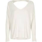 River Island Womens White Twist Back V Neck Jumper