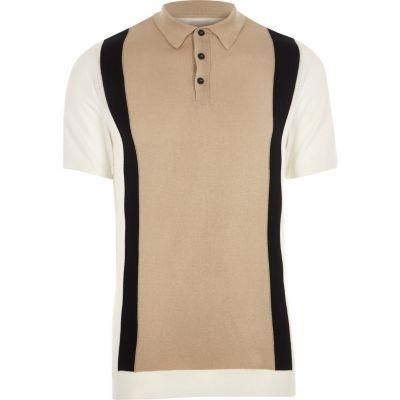 River Island Mens Knit Blocked Slim Fit Polo Shirt