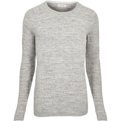 River Island Mens Space Dye Ribbed Sweater