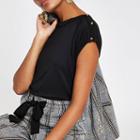River Island Womens Piped Button Sleeve T-shirt