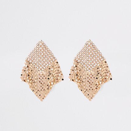 River Island Womens Gold Tone Bling And Chainmail Drop Earrings