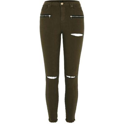 River Island Womens Ripped Knee Skinny Fit Trousers