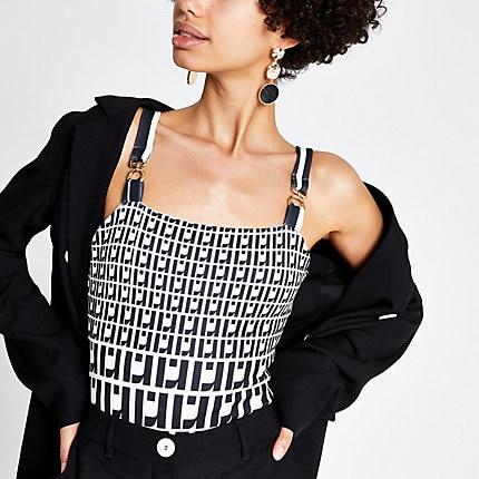 River Island Womens Ri Monogram Print Bodysuit