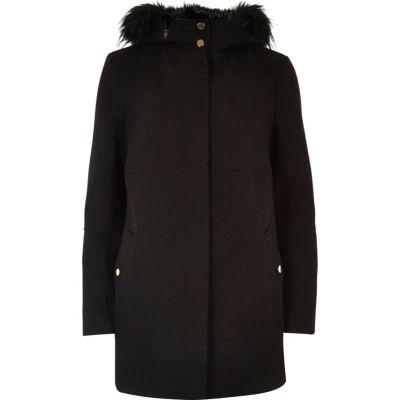 River Island Womens Faux Fur Trim Hooded Coat