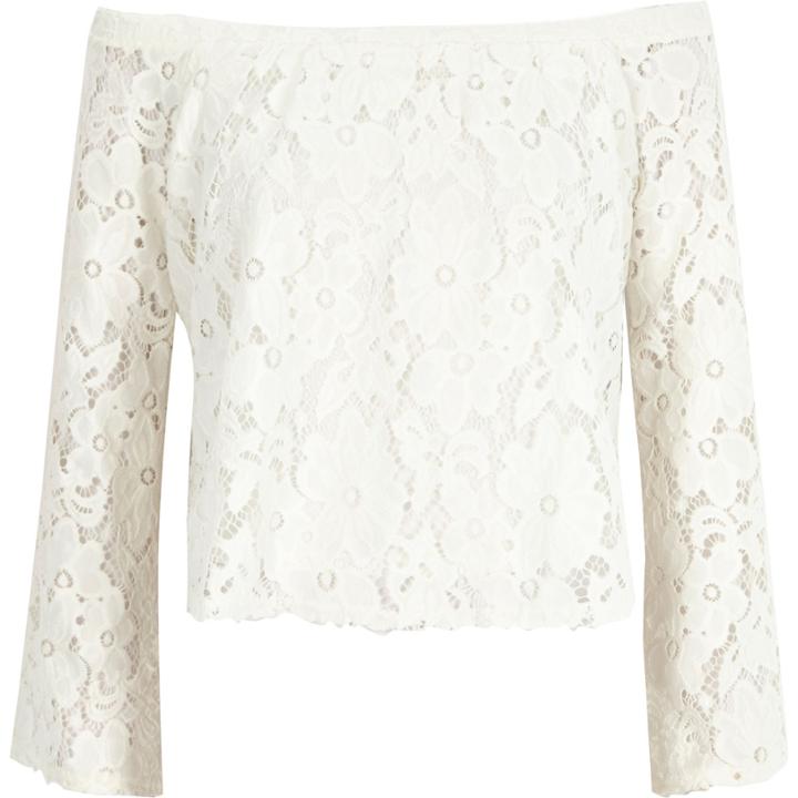 River Island Womens Lace Long Sleeve Bardot Top