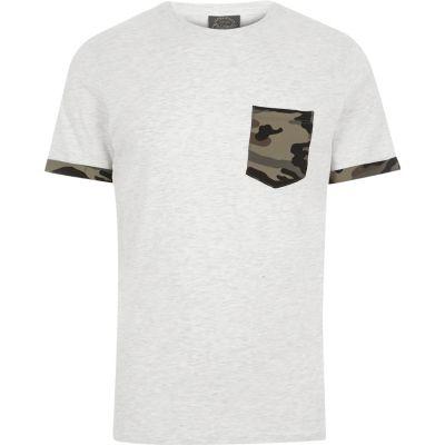 River Island Mens White Jack And Jones Camo Pocket T-shirt