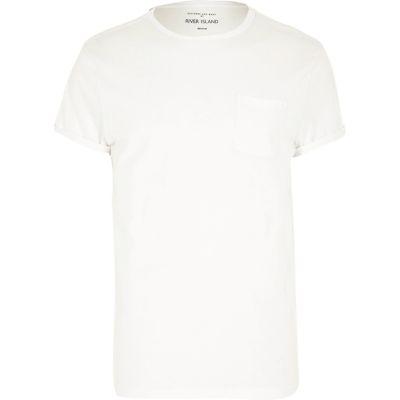 River Island Mens Big And Tall White Crew Pocket T-shirt