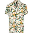 River Island Mens Jungle Print Short Sleeve Revere Shirt