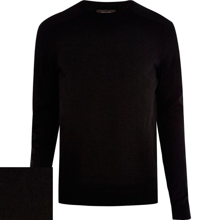 River Island Mensblack Raglan Sleeve Sweater