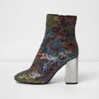 River Island Womens Sequin Contrast Heel Ankle Boots