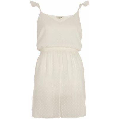 River Island Womens White Dobby Mesh Longline Frill Cami Top