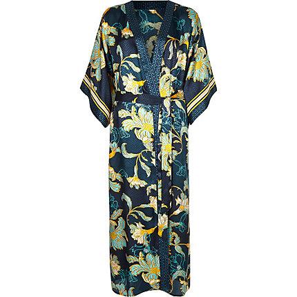 River Island Womens Plus Floral Satin Jacquard Maxi Kimono