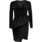 River Island Womens Velvety '90s Frill Bodycon Dress