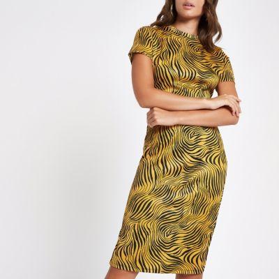 River Island Womens Zebra Print Midi Bodycon Dress