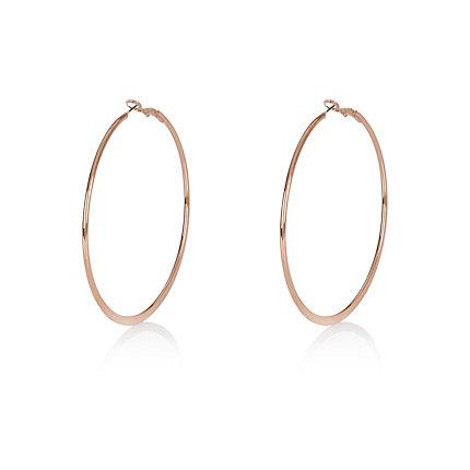 River Island Womens Rose Gold Colour Flat Hoop Earrings