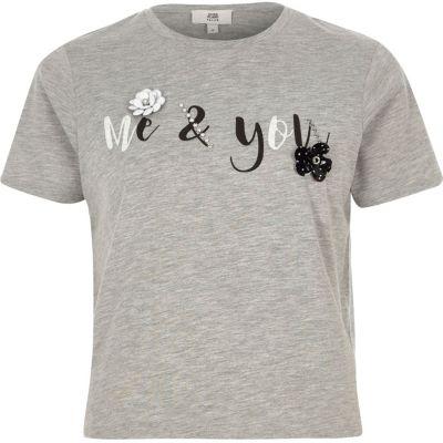 River Island Womens Petite Marl 'me And You' Print T-shirt