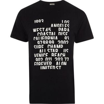 River Island Mens Text Print Crew Neck T-shirt