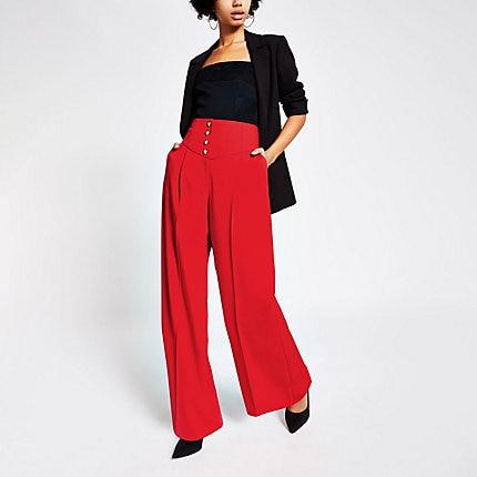 River Island Womens High Corset Waist Wide Leg Trousers