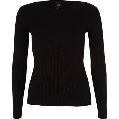 River Island Womens Rib Lace-up Sleeve Knitted Top