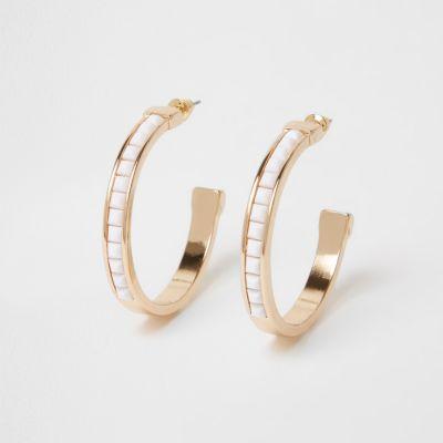 River Island Womens Gold Tone Resin Hoop Earrings