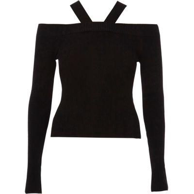 River Island Womens Tie Back Rib Knit Top