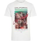 River Island Mens White 'california' Print Slim Fit T-shirt