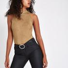 River Island Womens Gold Knit Sleeveless Racer Vest