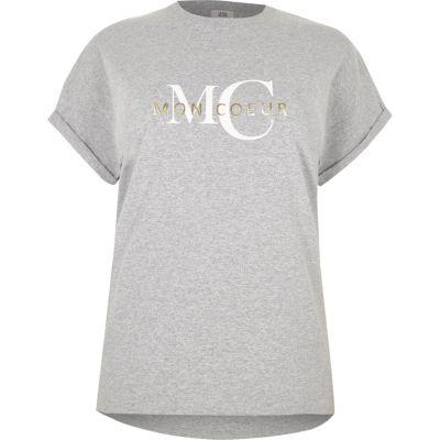River Island Womens Plus 'mon Coeur' Print T-shirt