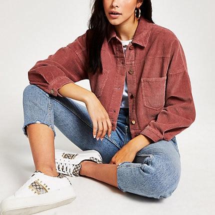 River Island Womens Corduroy Button Back Cropped Jacket