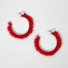 River Island Womens Fur And Faux Pearl Hoop Earrings