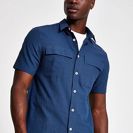 River Island Mens Seersucker Stripe Shirt