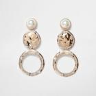 River Island Womens Gold Tone Hammered Disc Drop Earrings