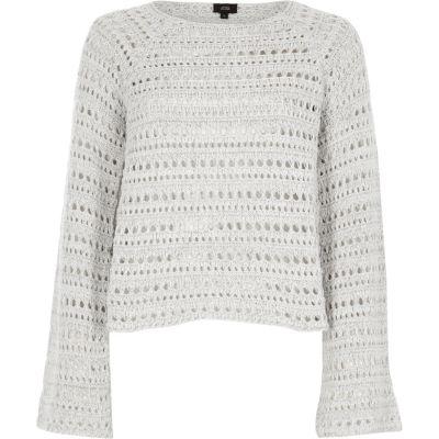 River Island Womens Open Knit Wide Sleeve Sweater