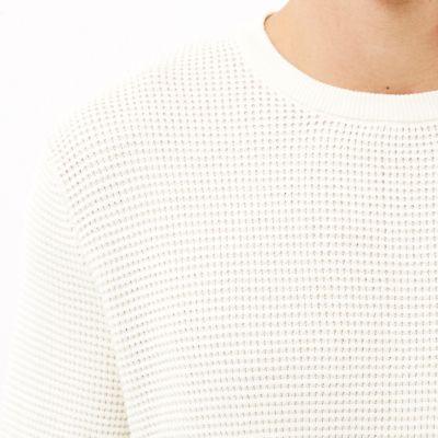 River Island Mens Textured Waffle Long Sleeve Top