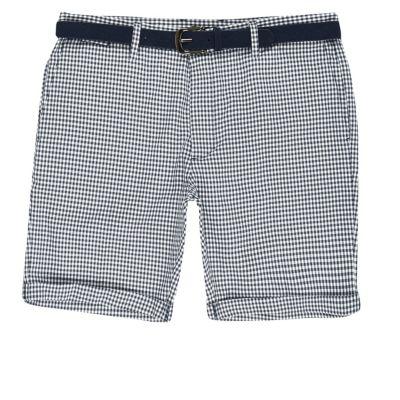 River Island Mens Houndstooth Belted Bermuda Shorts