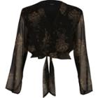 River Island Womens Floral Print Tie Waist Crop Top