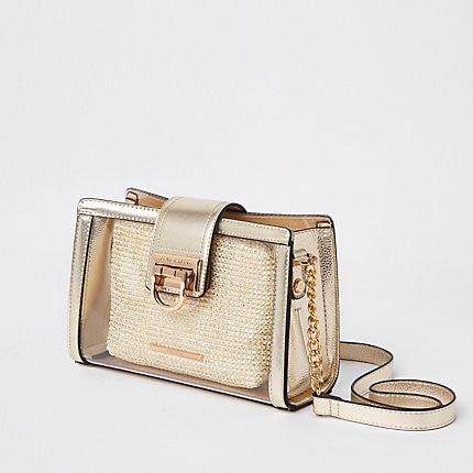 River Island Womens Gold Perspex Pouch Cross Body Bag
