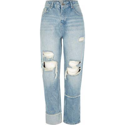 River Island Womens Ripped Seam Straight Leg Jeans